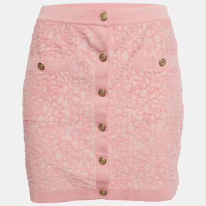 Chanel Baby Pink Rose Patterned Cotton Blend Mini Skirt S